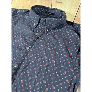 Abercrombie & Fitch Shirt Men XS Navy Blue Floral Super Slim Stretch Button Down